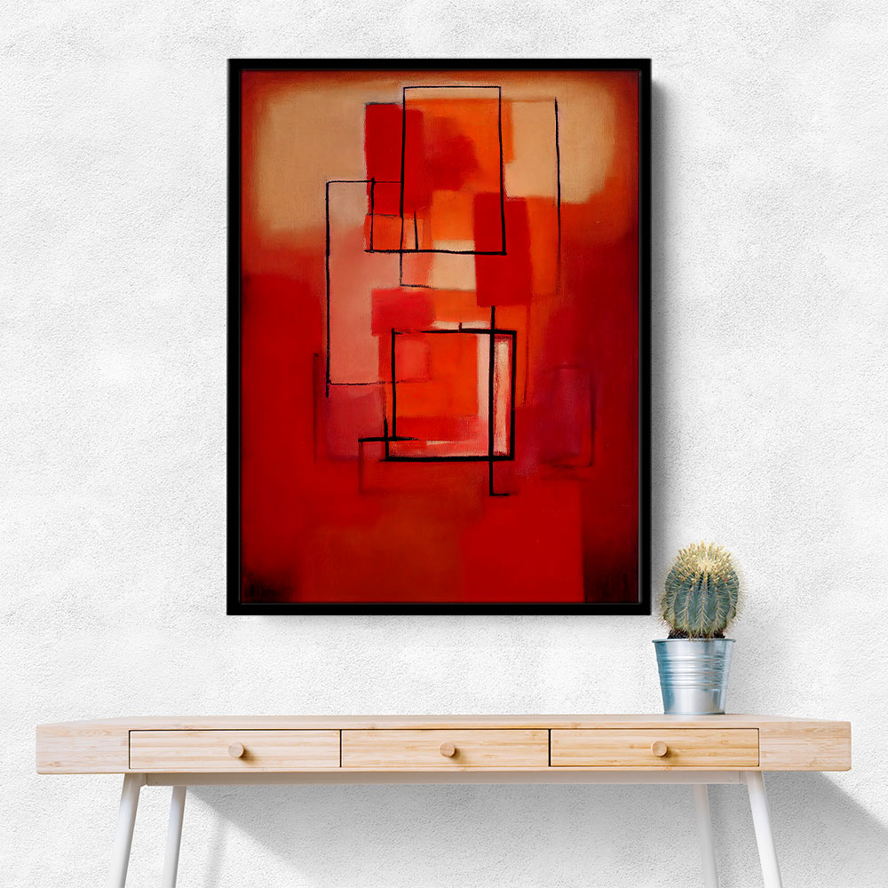 Red Abstract Squares In Rothko Style 2 Wall Art