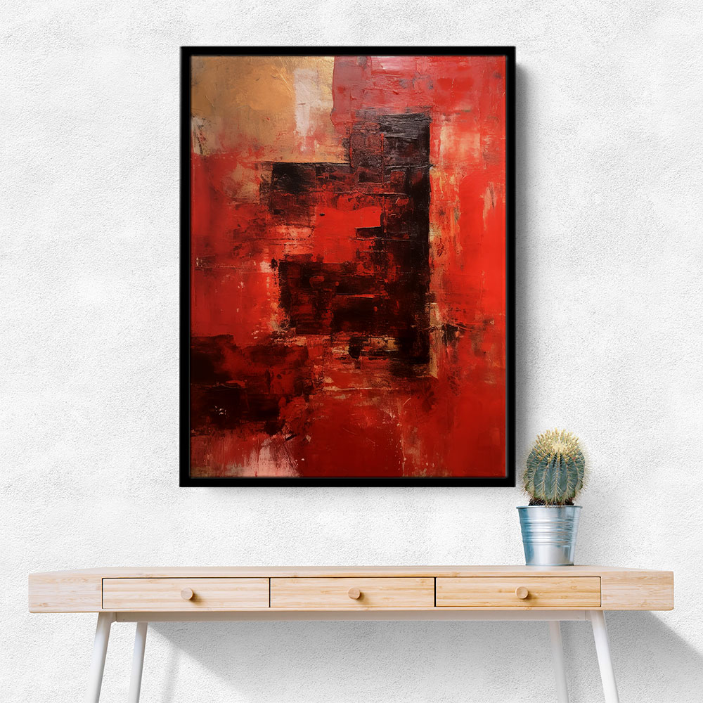 Two Red Abstract Squares In Rothko Style Wall Art