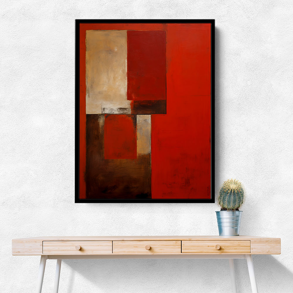 Red Abstract Squares In Rothko Style Wall Art