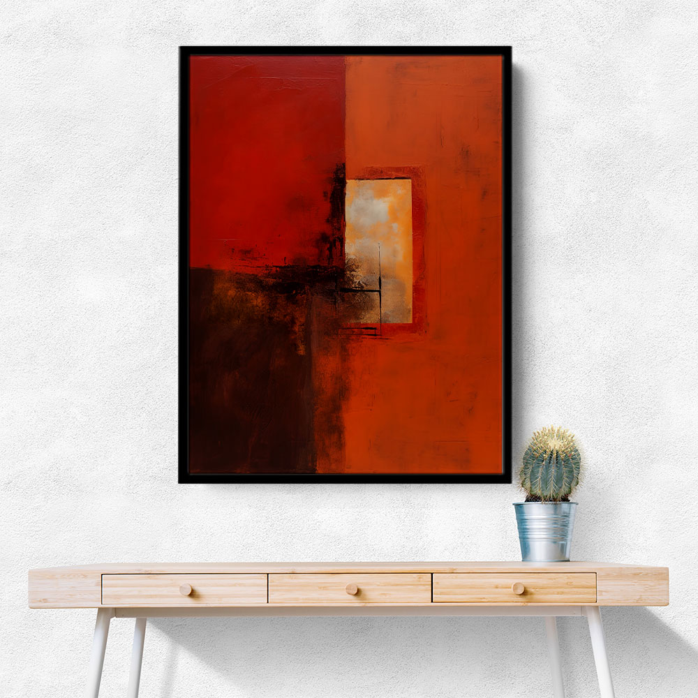 Dark Red Abstract Squares In Rothko Style Wall Art