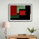 Black & Red, Green Abstract Squares In Rothko Style Wall Art