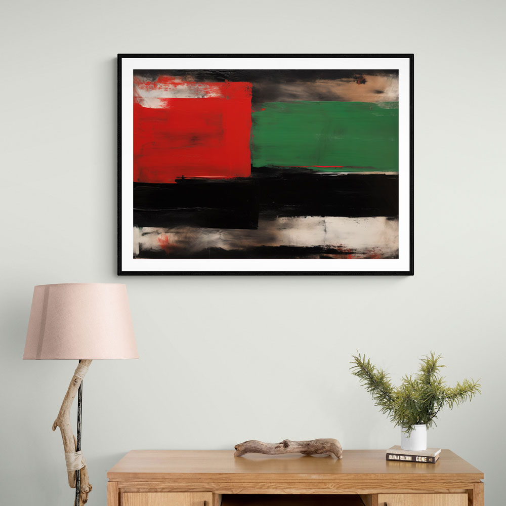 Black & Red, Green 2 Abstract Squares In Rothko Style Wall Art