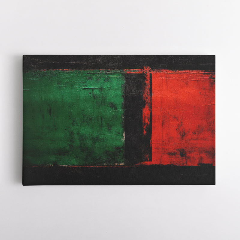 Black & Red, Green 3 Abstract Squares In Rothko Style Wall Art