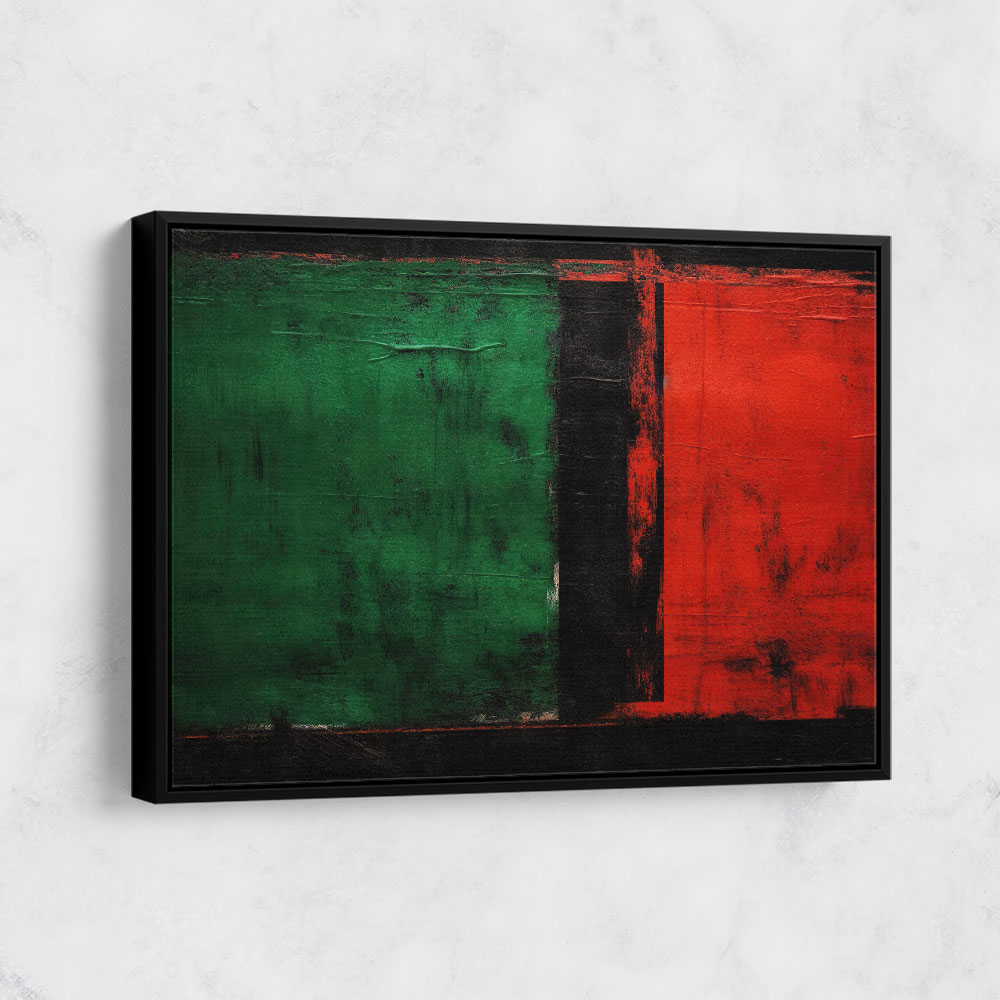 Black & Red, Green 3 Abstract Squares In Rothko Style Wall Art