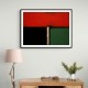 Black, Green & Red Abstract Squares In Rothko Style Wall Art