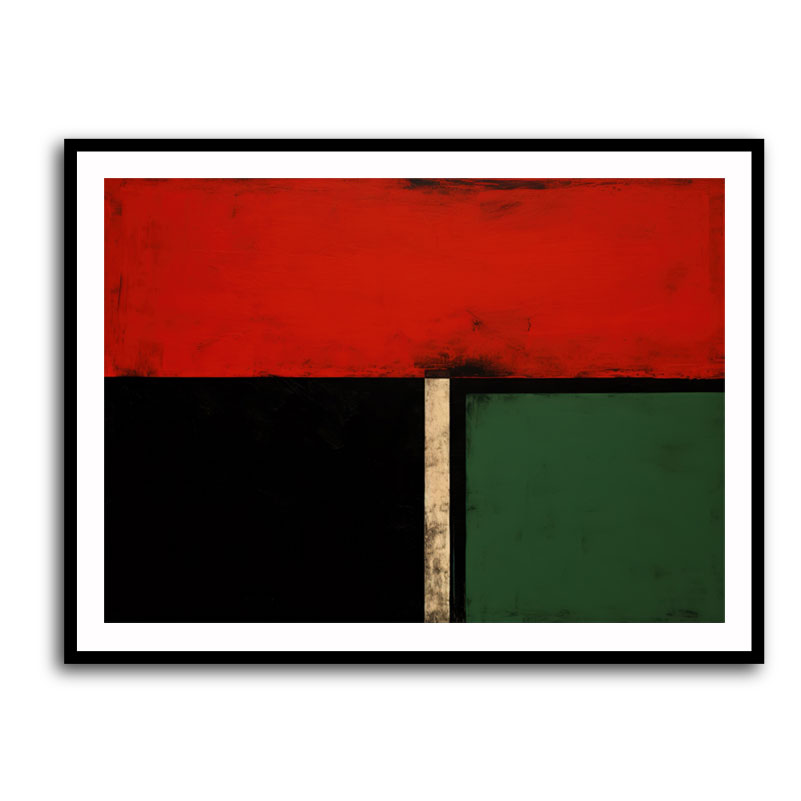 Black, Green & Red Abstract Squares In Rothko Style Wall Art
