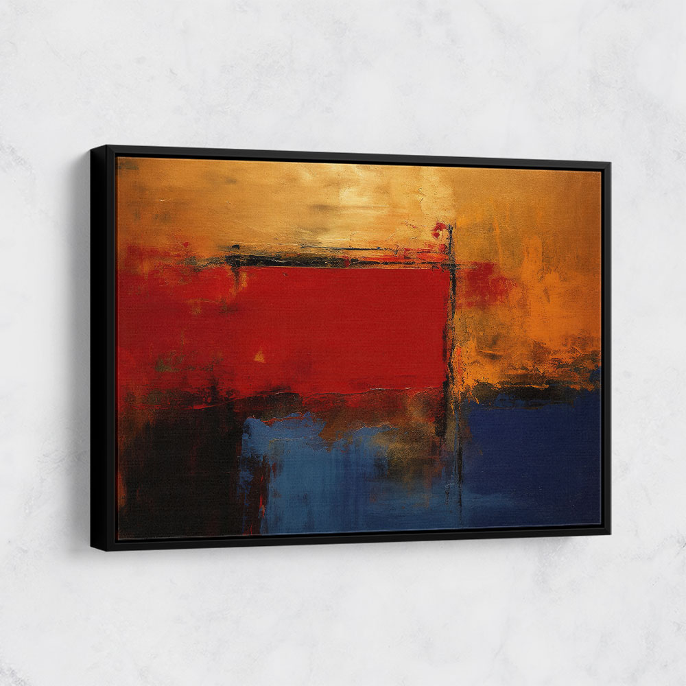 Blue, Gold & Red Abstract Squares In Rothko Style Wall Art