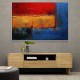 Blue, Gold & Red 2 Abstract Squares In Rothko Style Wall Art