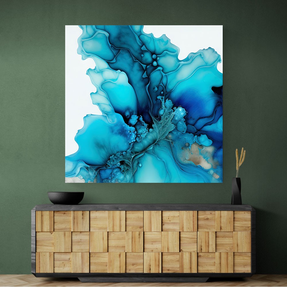 Alcohol Ink Light Blue 2 Abstract Wall Art
