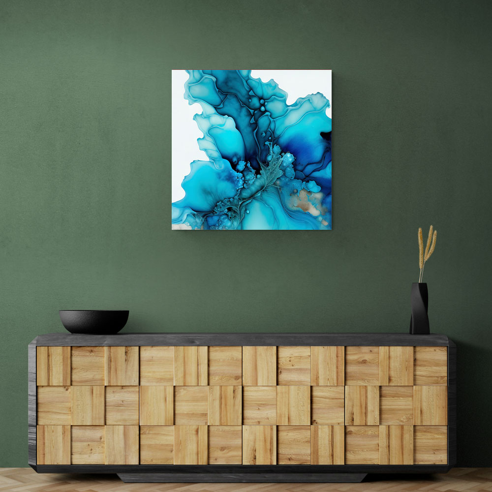 Alcohol Ink Light Blue 2 Abstract Wall Art