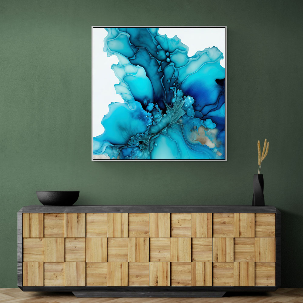 Alcohol Ink Light Blue 2 Abstract Wall Art