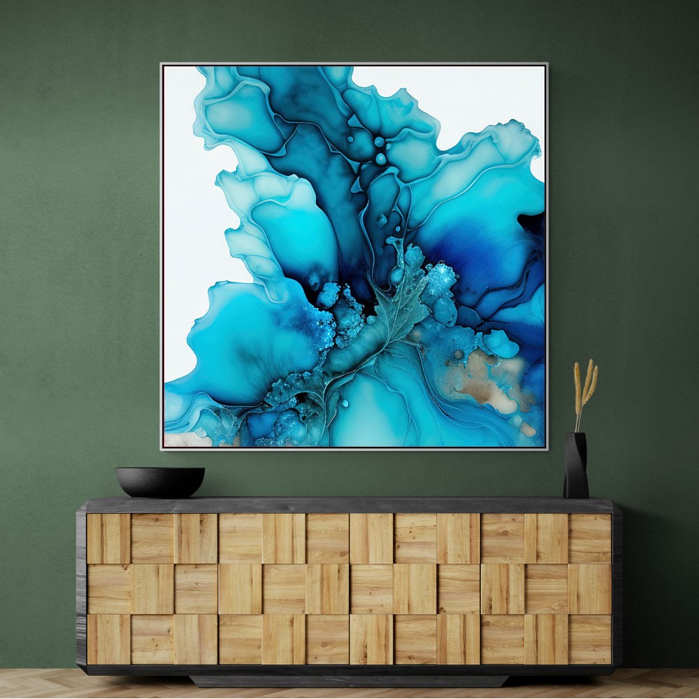 Alcohol Ink Light Blue 2 Abstract Wall Art