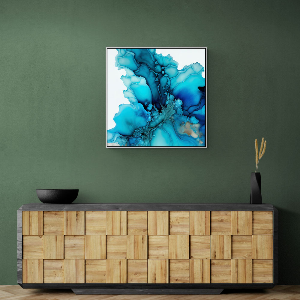 Alcohol Ink Light Blue 2 Abstract Wall Art