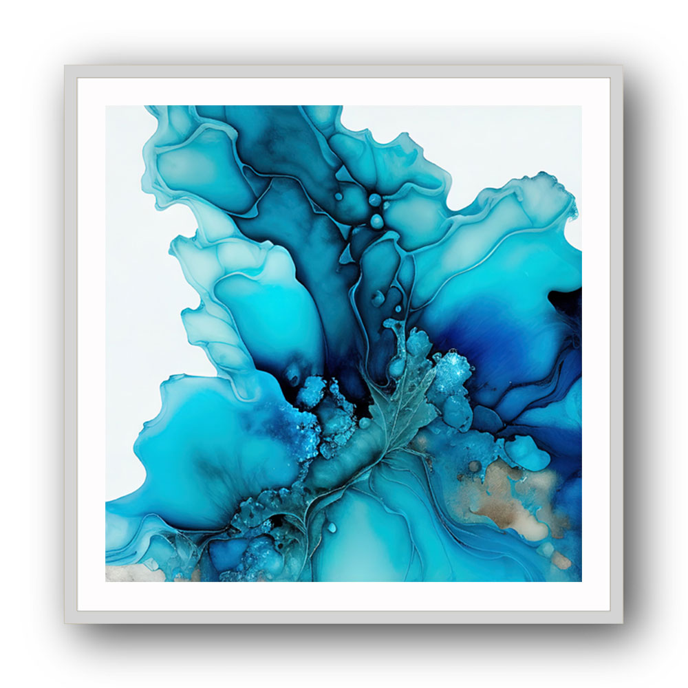Alcohol Ink Light Blue 2 Abstract Wall Art
