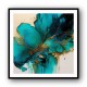 Alcohol Ink Gold and Turquoise 2 Abstract Wall Art