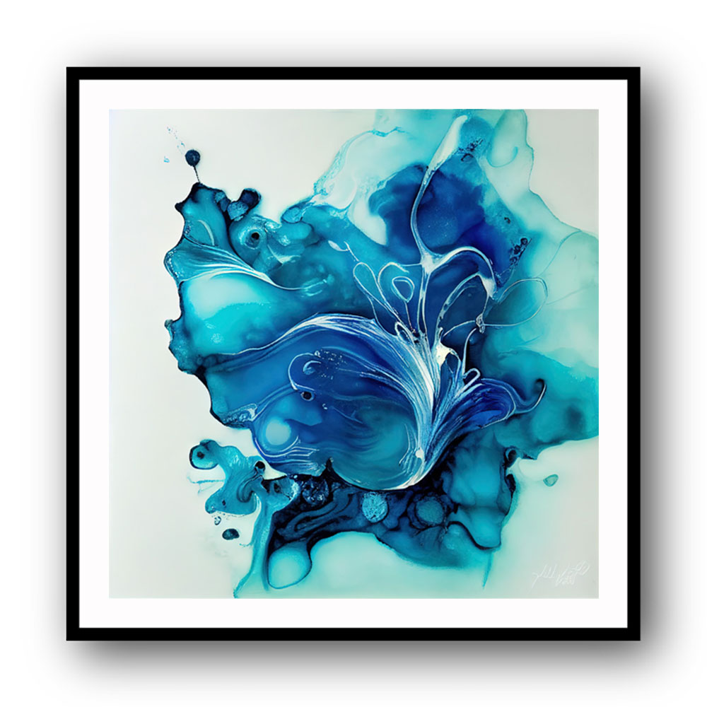 Alcohol Ink Light Blue 3 Abstract Wall Art