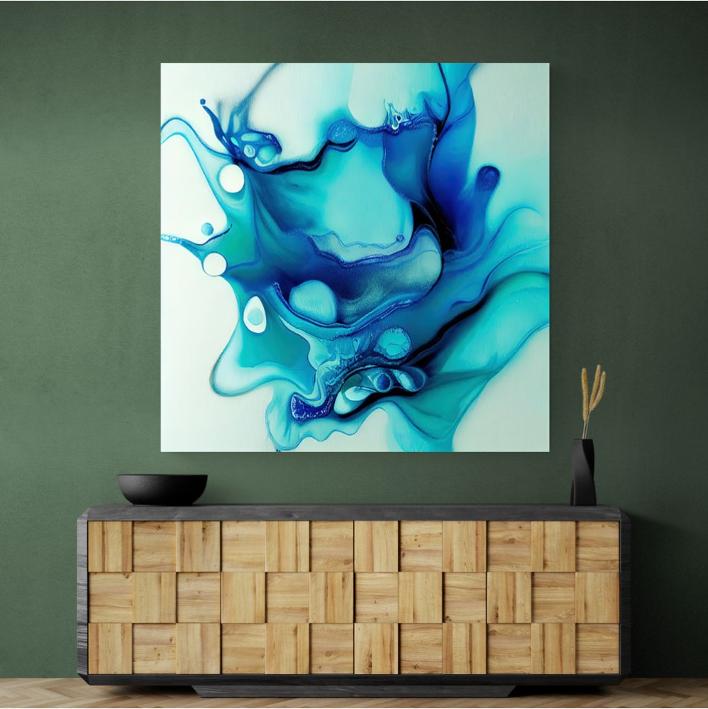 Alcohol Ink Light Blue 4 Abstract Wall Art