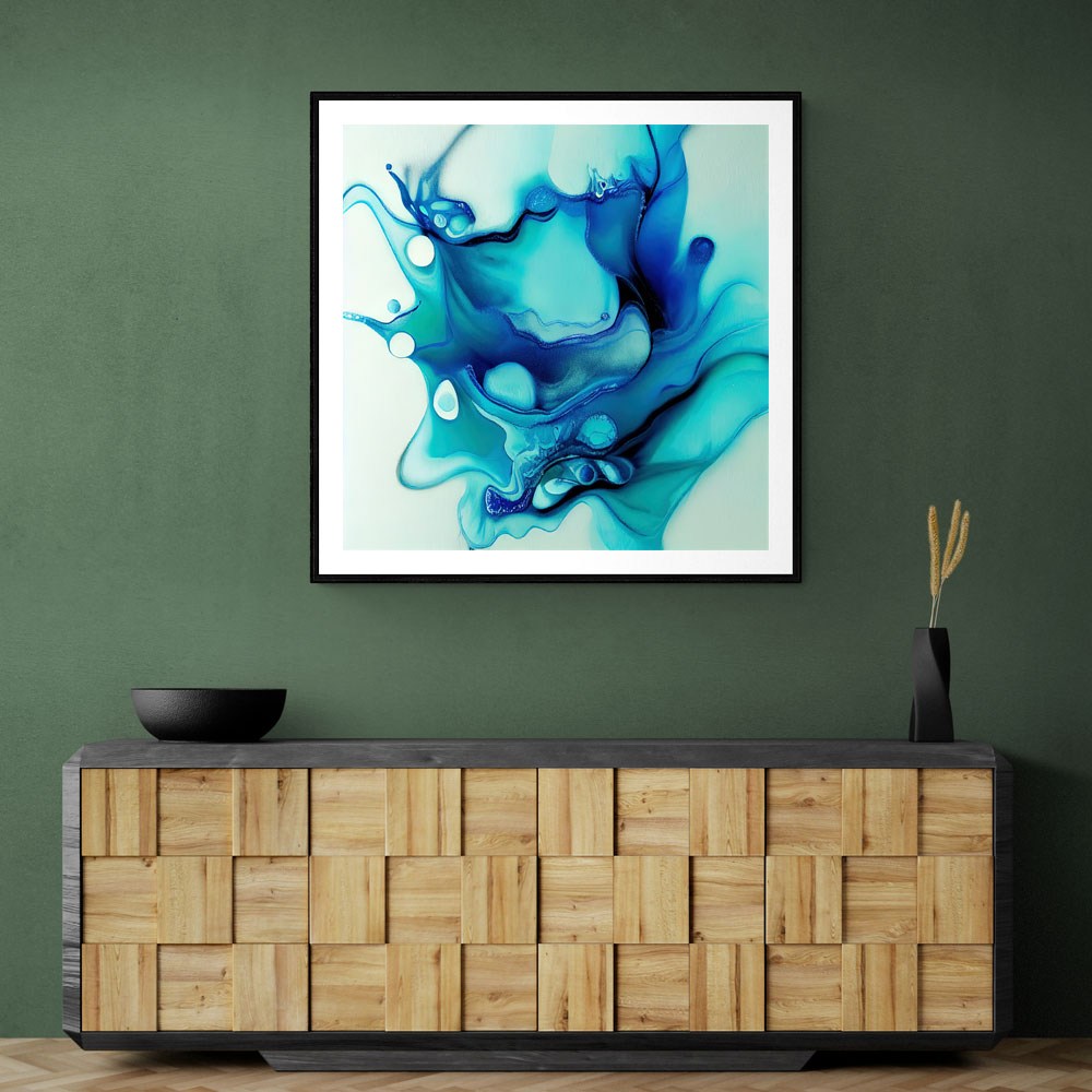 Alcohol Ink Light Blue 4 Abstract Wall Art