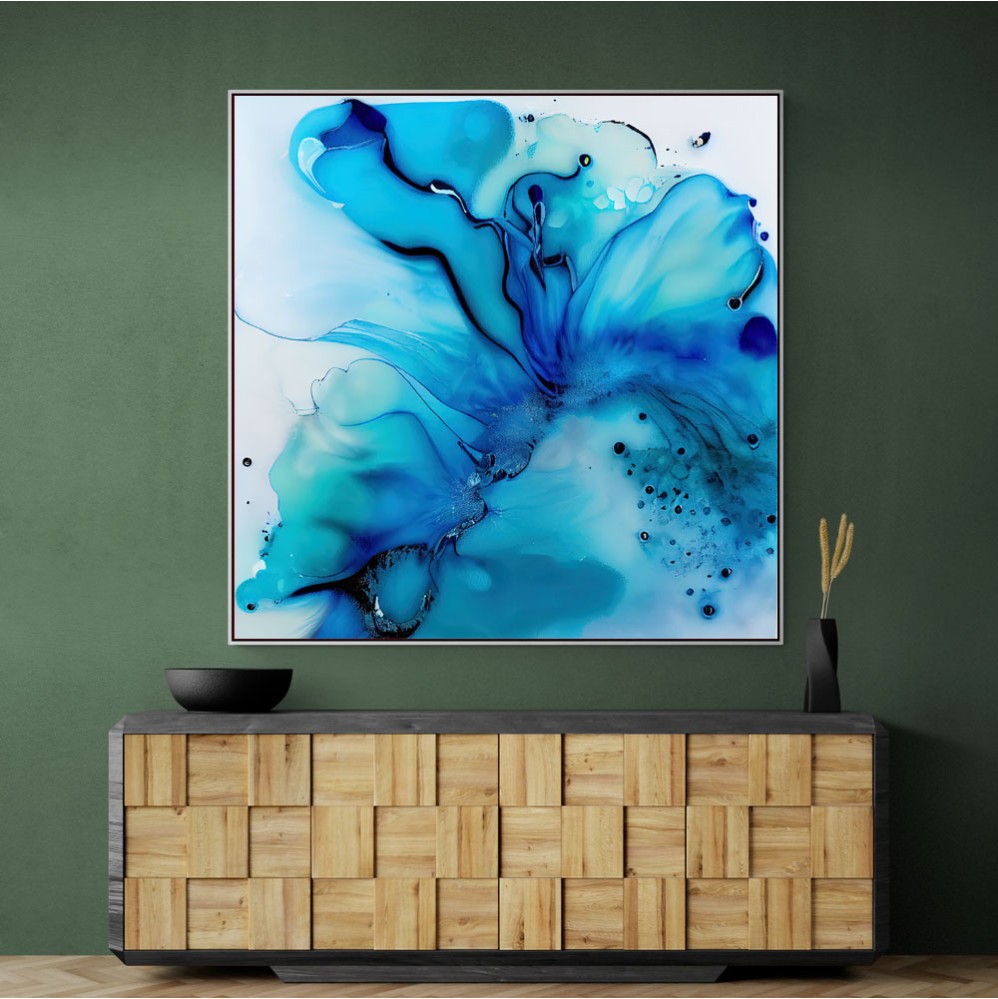 Alcohol Ink Light Blue 5 Abstract Wall Art