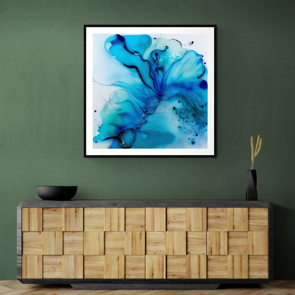 Alcohol Ink Light Blue 5 Abstract Wall Art