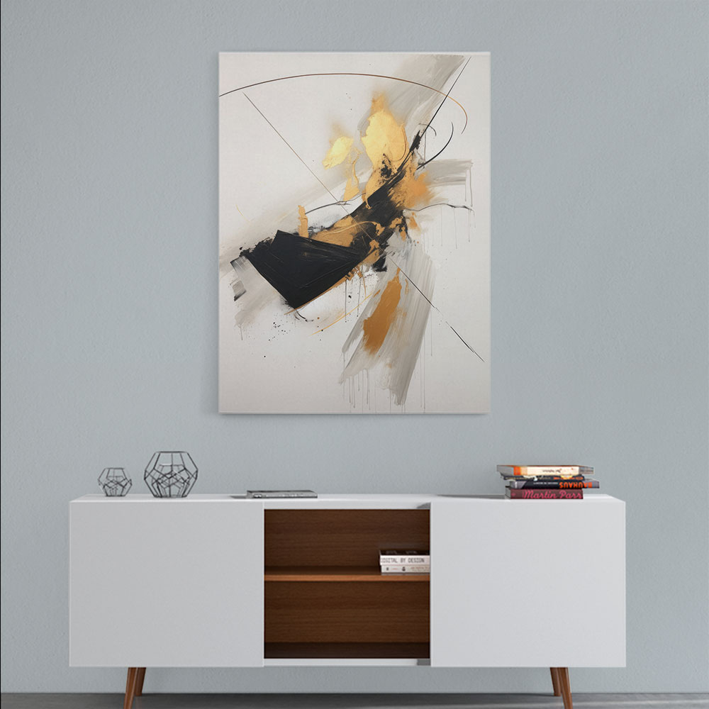 Strokes Black & Gold Abstract Wall Art