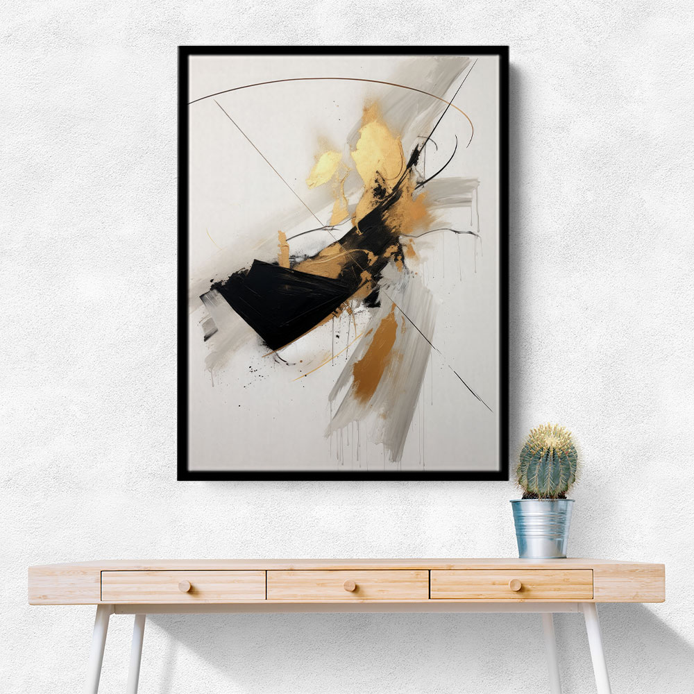 Strokes Black & Gold Abstract Wall Art