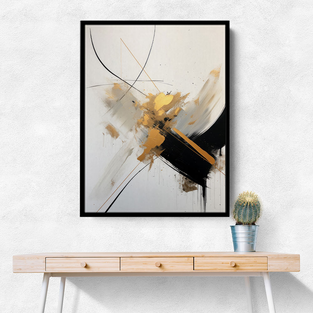 Strokes Black & Gold Abstract 4 Wall Art