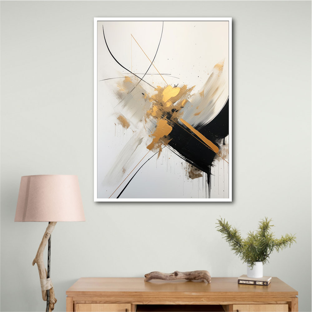 Strokes Black & Gold Abstract 4 Wall Art