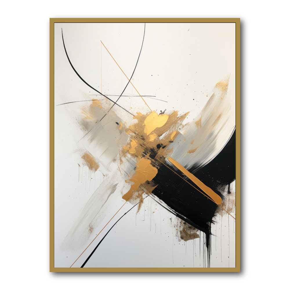 Strokes Black & Gold Abstract 4 Wall Art