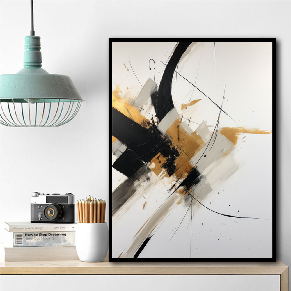 Strokes Black & Gold Abstract 5 Wall Art