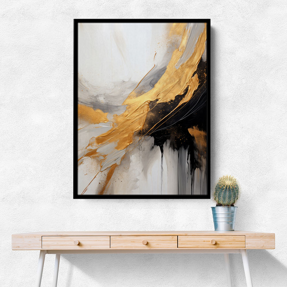 Strokes Black & Gold Abstract 6 Wall Art