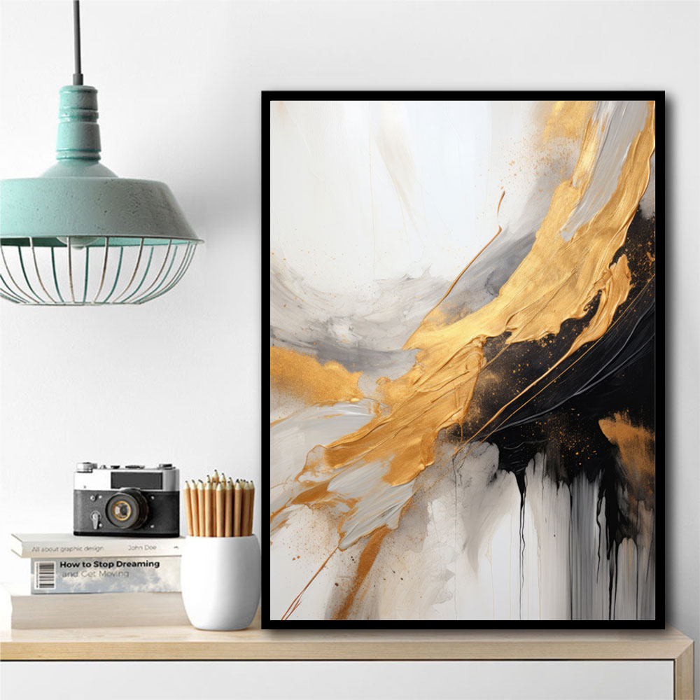 Strokes Black & Gold Abstract 6 Wall Art