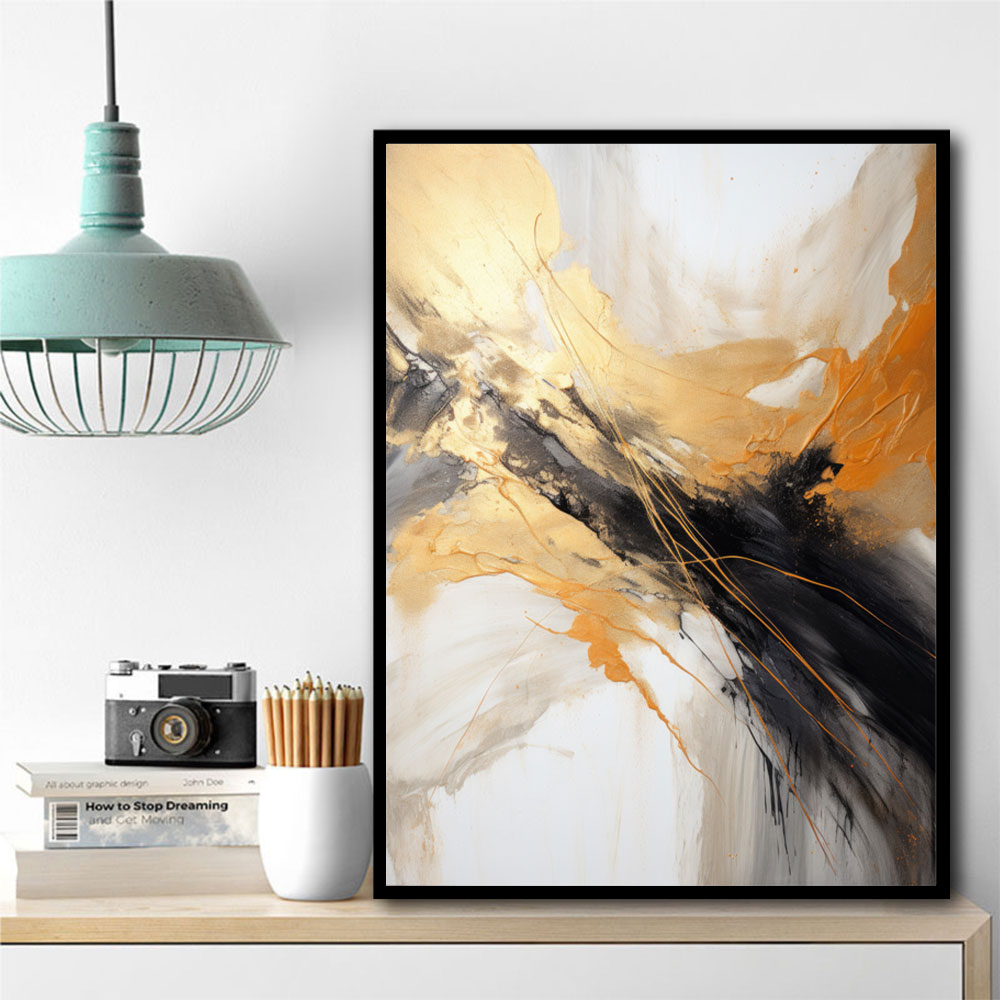 Strokes Black & Gold Abstract 7 Wall Art