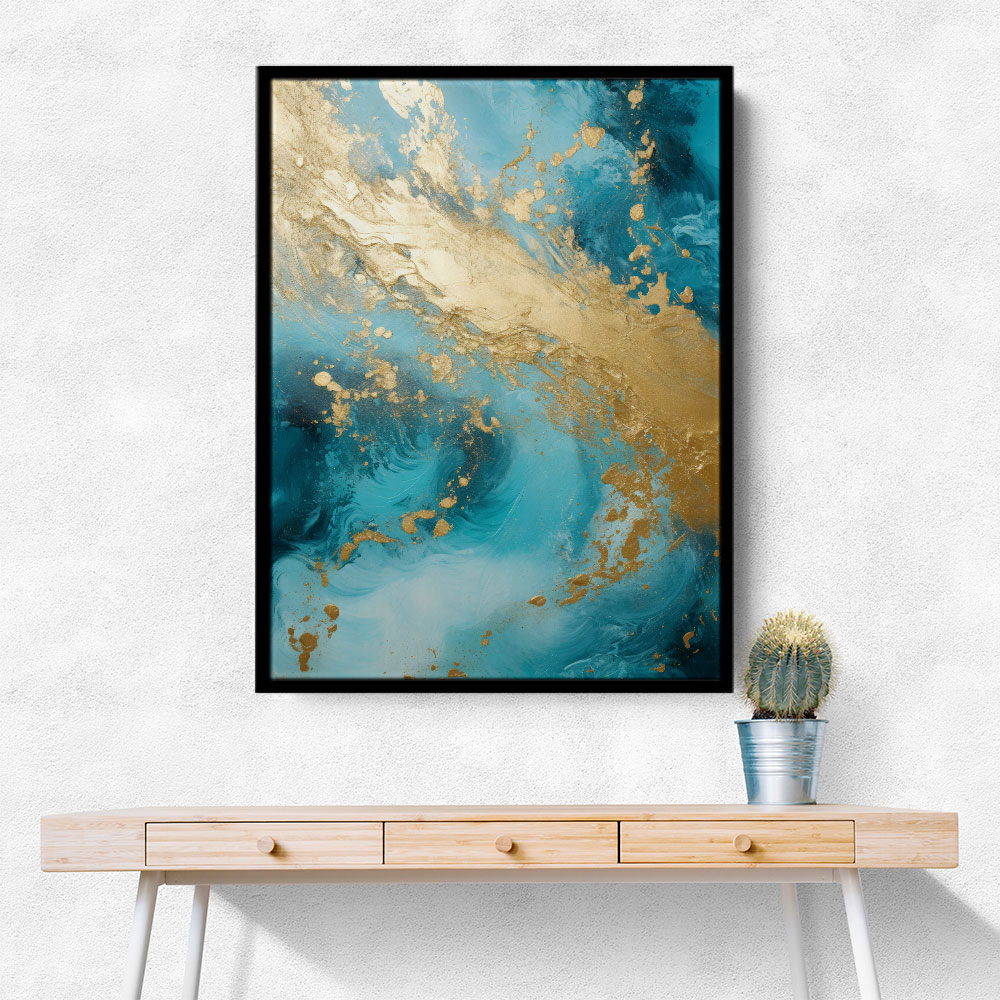 Turquoise & Gold 1 Abstract Wall Art