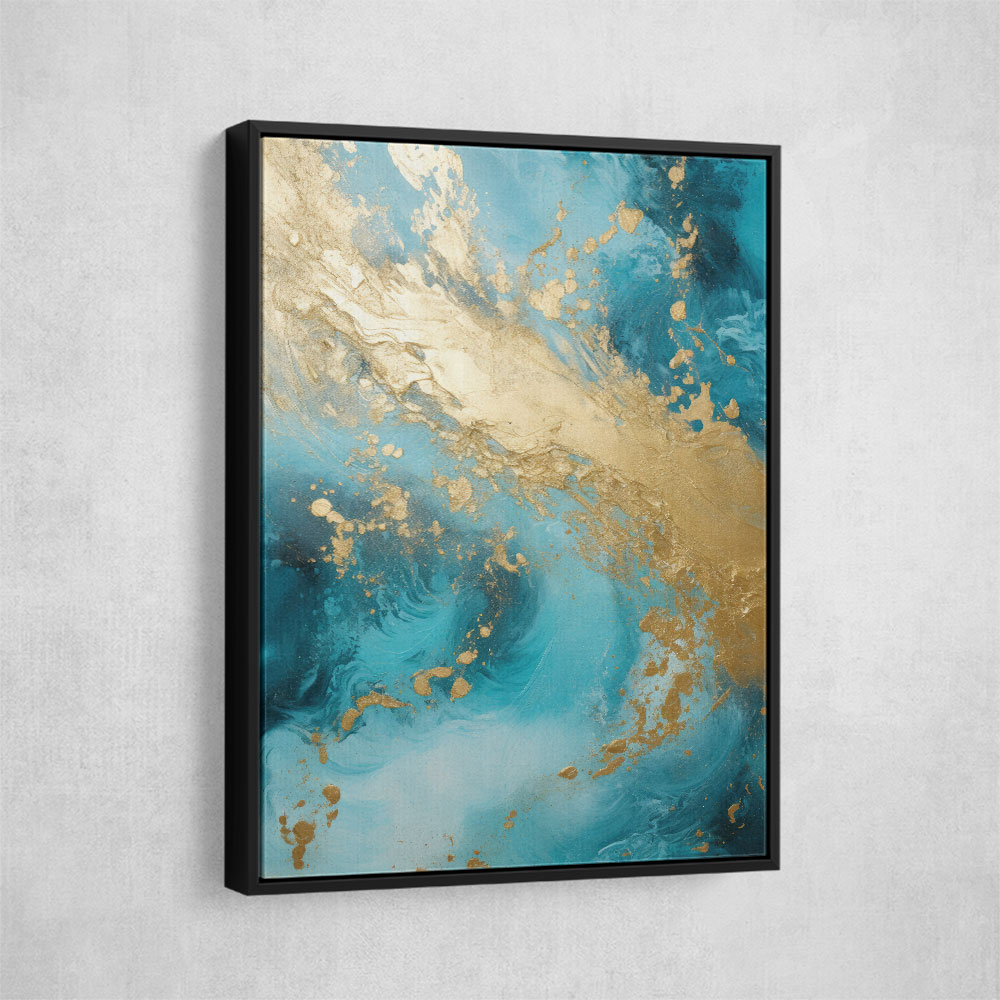 Turquoise & Gold 1 Abstract Wall Art