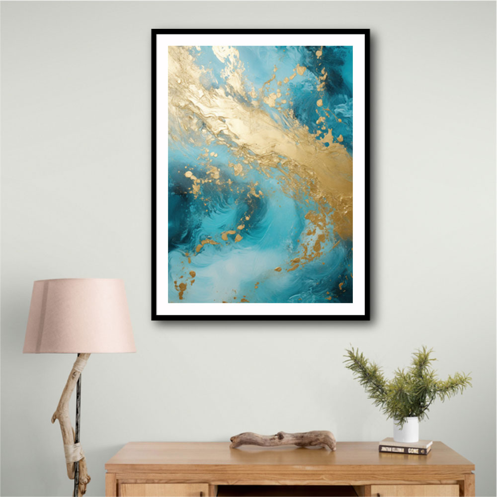 Turquoise & Gold 1 Abstract Wall Art