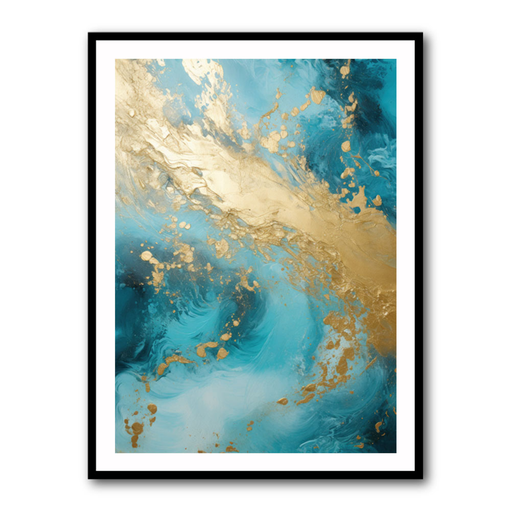 Turquoise & Gold 1 Abstract Wall Art