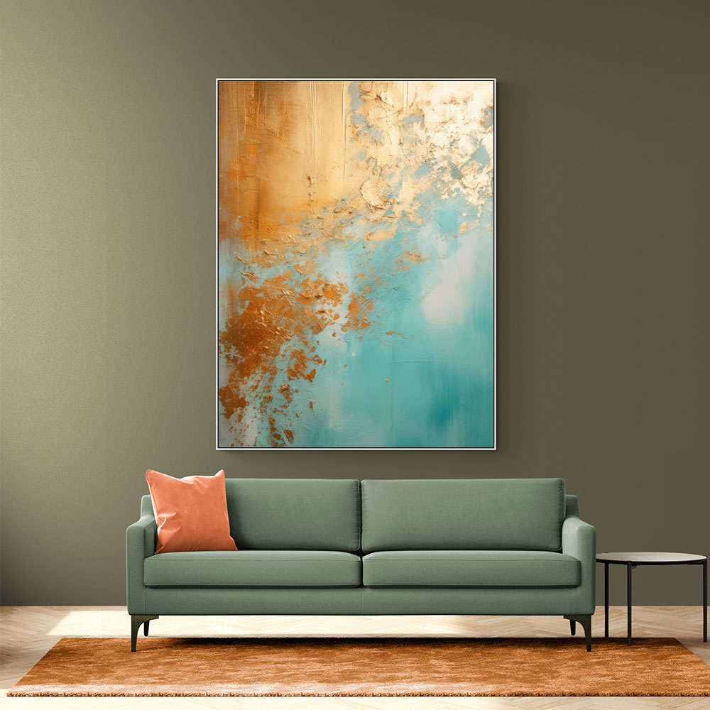 Turquoise & Gold 3 Abstract Wall Art
