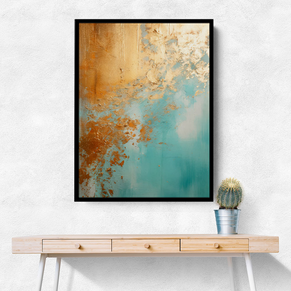 Turquoise & Gold 3 Abstract Wall Art