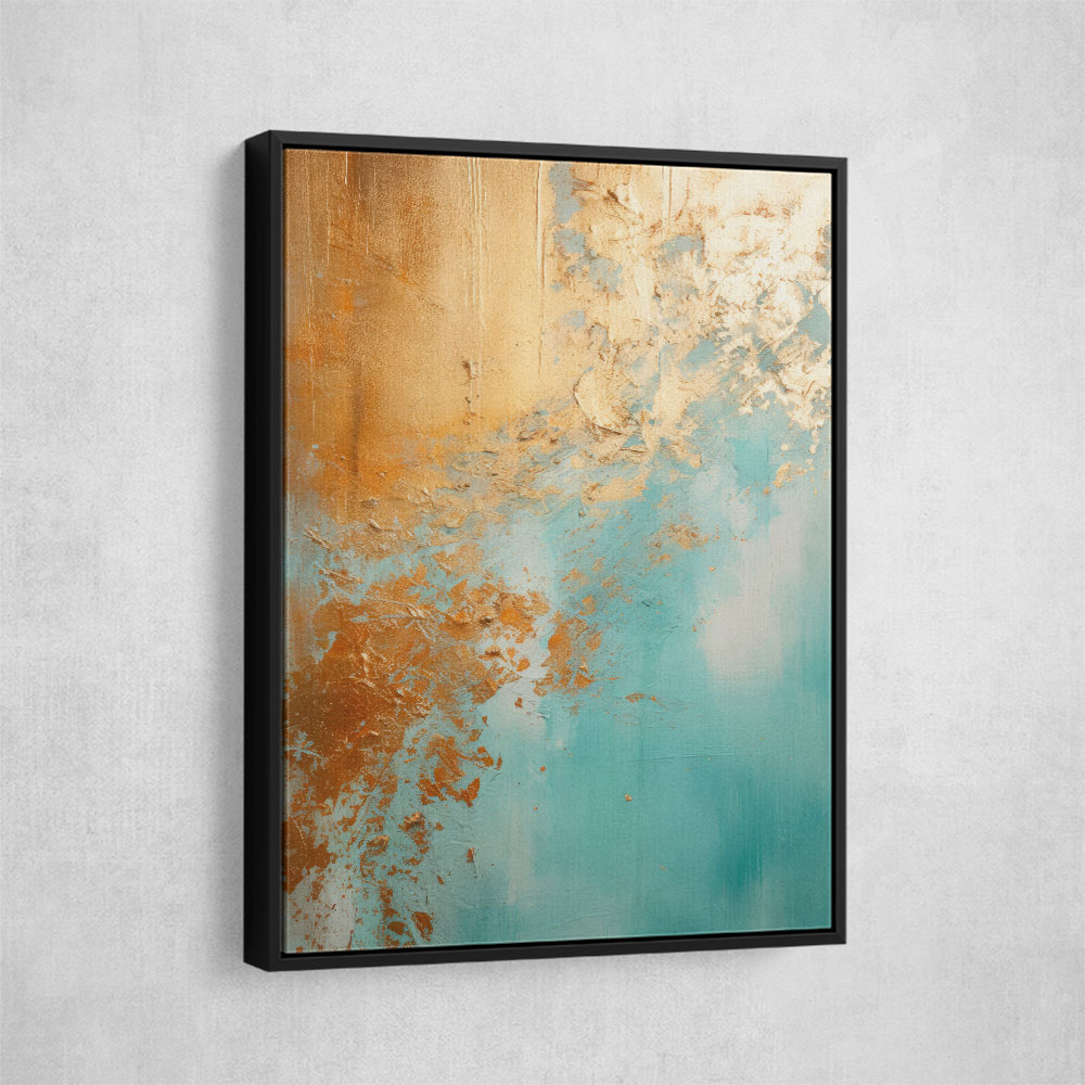 Turquoise & Gold 3 Abstract Wall Art