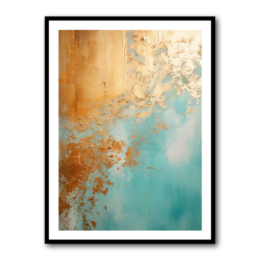Turquoise & Gold 3 Abstract Wall Art