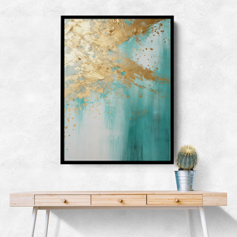 Turquoise & Gold 4 Abstract Wall Art