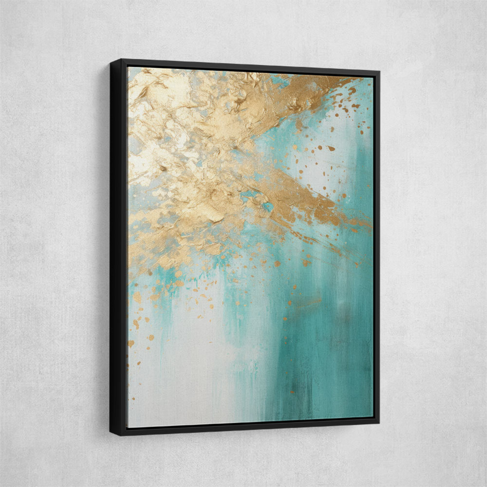 Turquoise & Gold 4 Abstract Wall Art