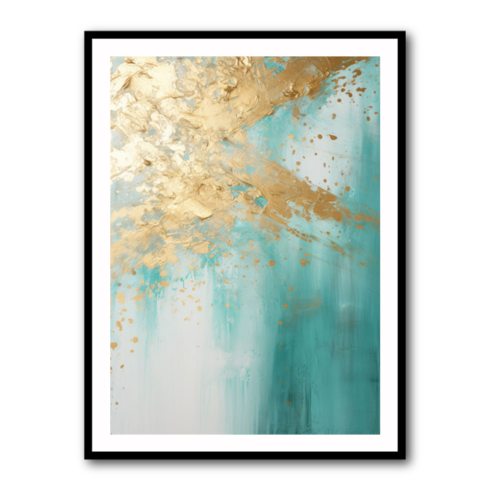 Turquoise & Gold 4 Abstract Wall Art