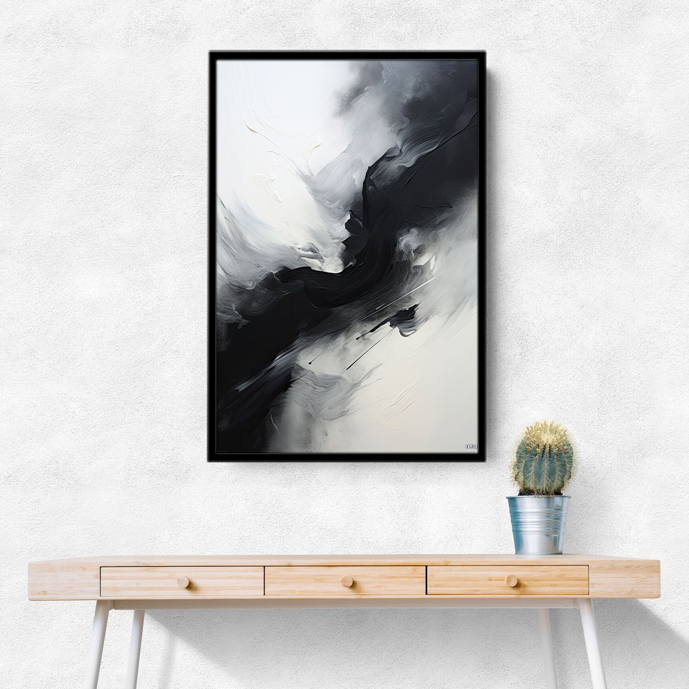 Black Brush Strokes Abstract Wall Art