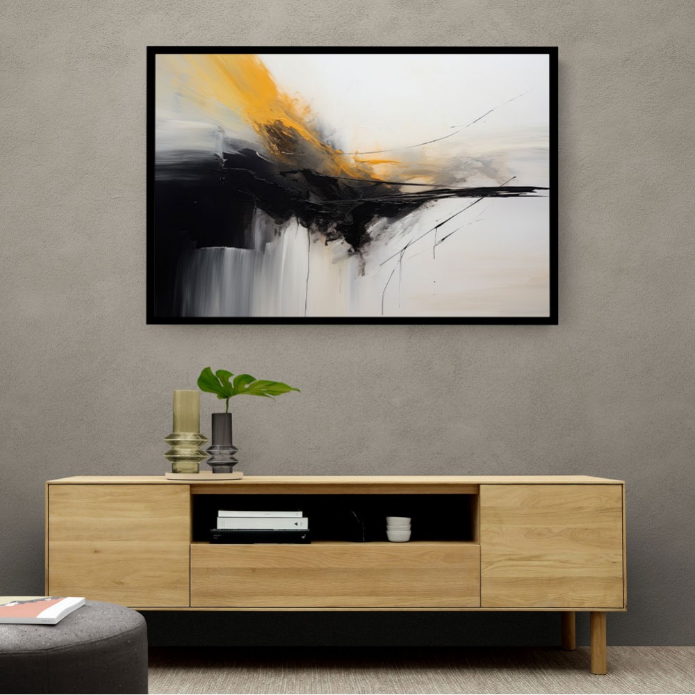 Black & Gold Abstract Strokes 2 Wall Art
