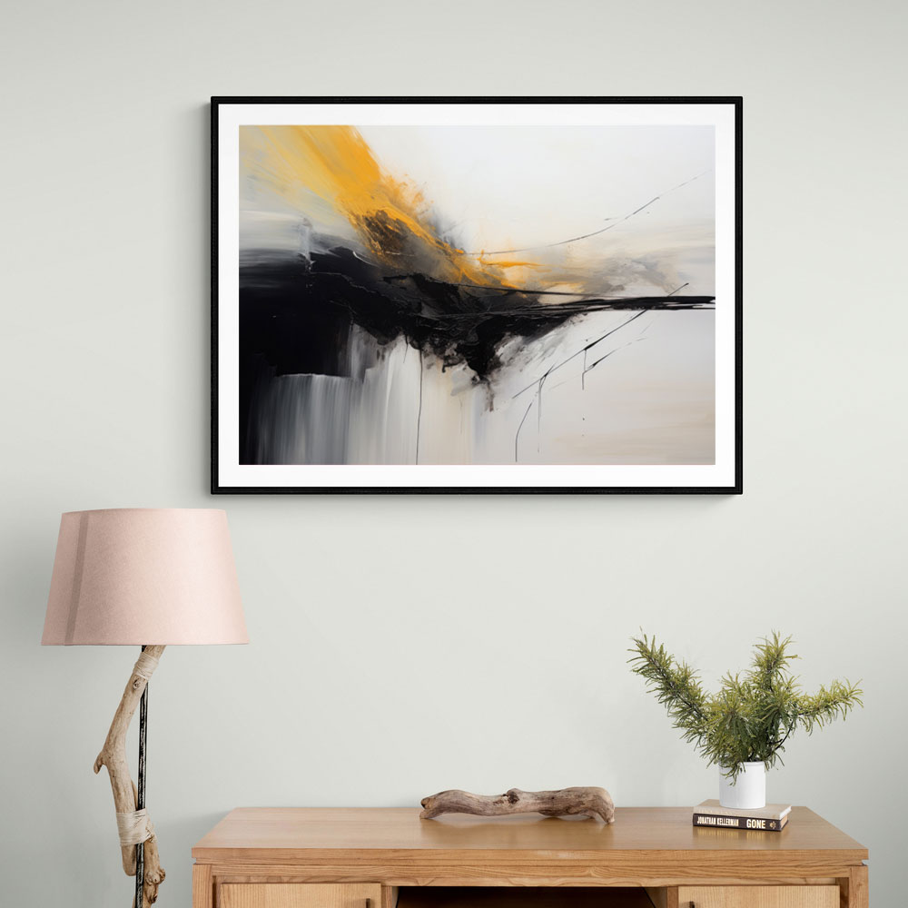 Black & Gold Abstract Strokes 2 Wall Art