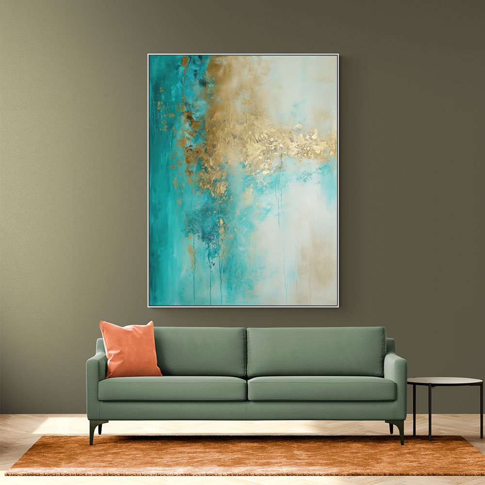 Turquoise & Gold 12 Abstract Wall Art