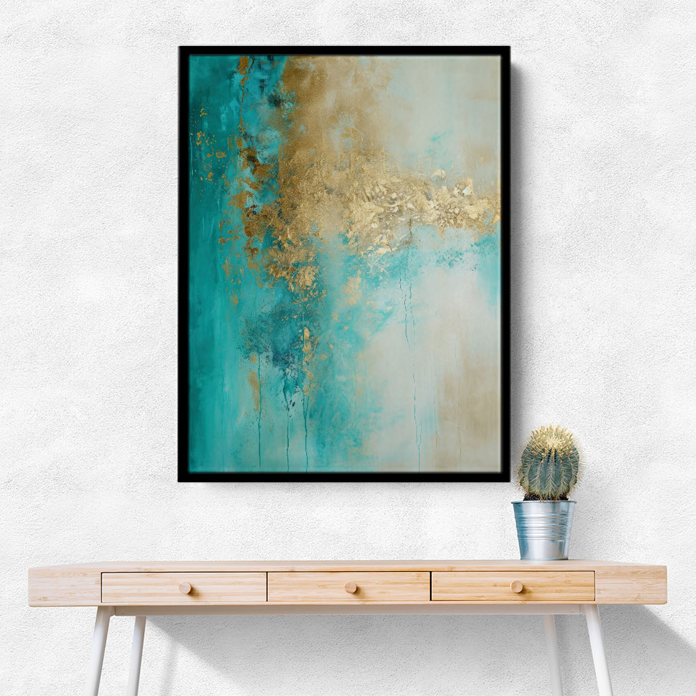Turquoise & Gold 12 Abstract Wall Art