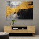 Black & Gold Texture Stoke Abstract Wall Art